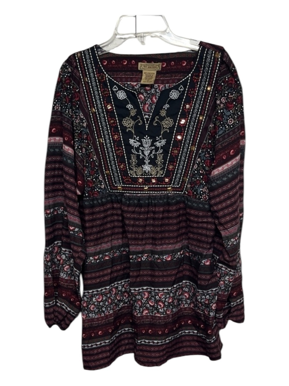 Art and Soul Boho Embroidered Peasant Blouse Medium